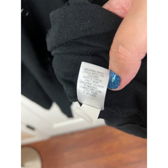 Purejill Black Pima Cotton Modal Stretch Longline Snap Closure Jacket Medium - Picture 7 of 9